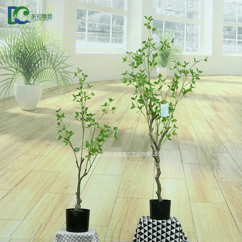 厂家新款小型1.5m北欧风室内造景绿植装饰摆件人造仿真水青冈盆栽图片