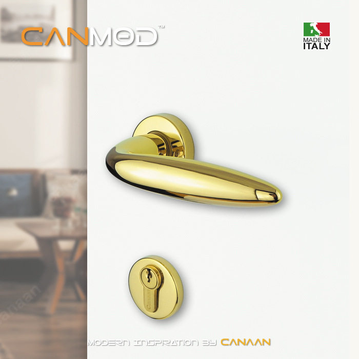 Canmod迦南原装意大利进口铜门锁现代简约PVD金色门把手806型号
