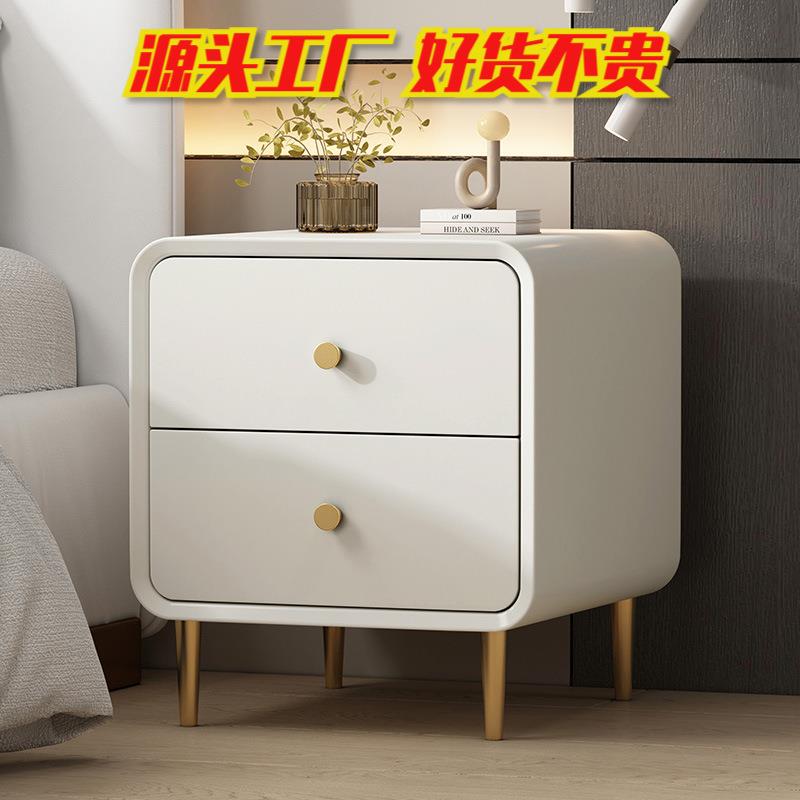新款床头柜简约奶油风实木小型便宜收纳柜免安装卧室高级边柜子
