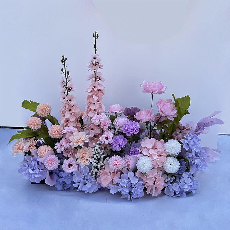 特惠婚庆仿真花紫色地排花森系花艺道具婚礼背景挂花布置路引花假