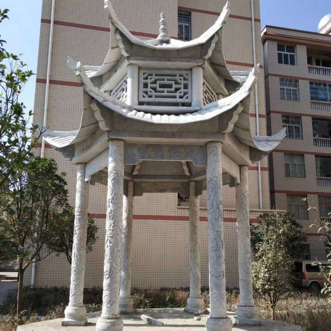 欧式户外石雕凉亭 休闲石亭子手工雕刻
