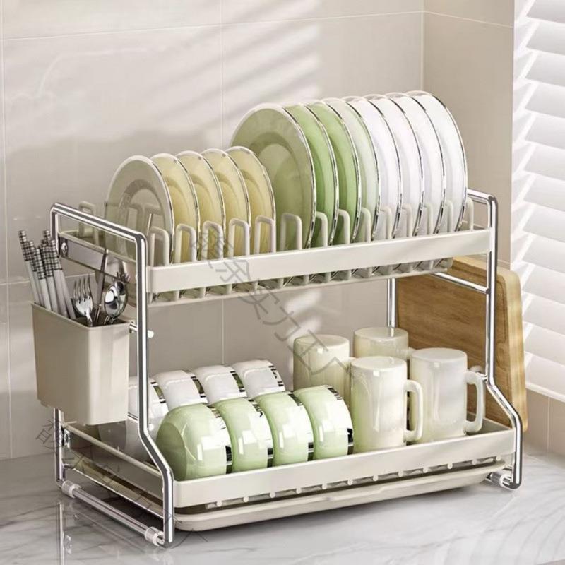 碟子厨房多功能置物架碗柜台面沥水碗碟收纳碗盘台式餐具碗筷一体
