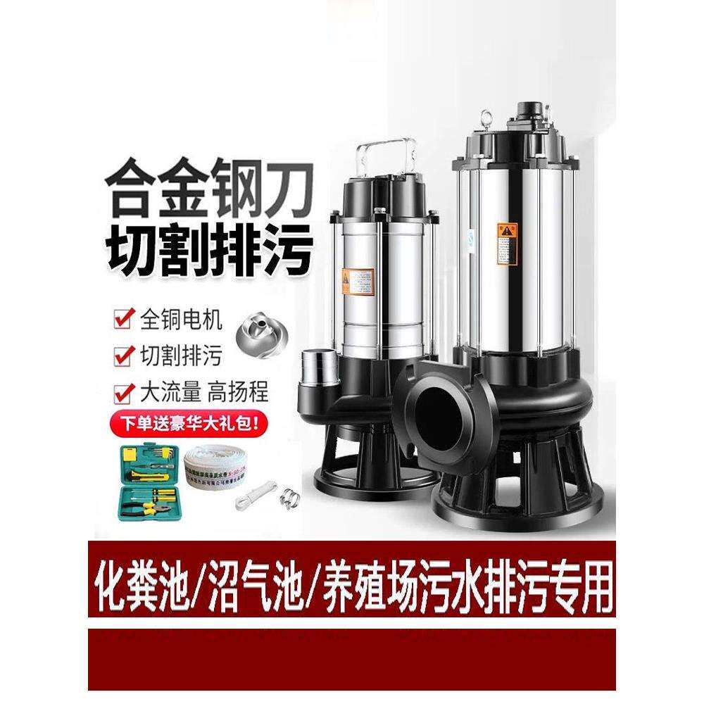 化粪池切割不锈钢污水泵220V小型家用抽水泵农用电动排污水泵