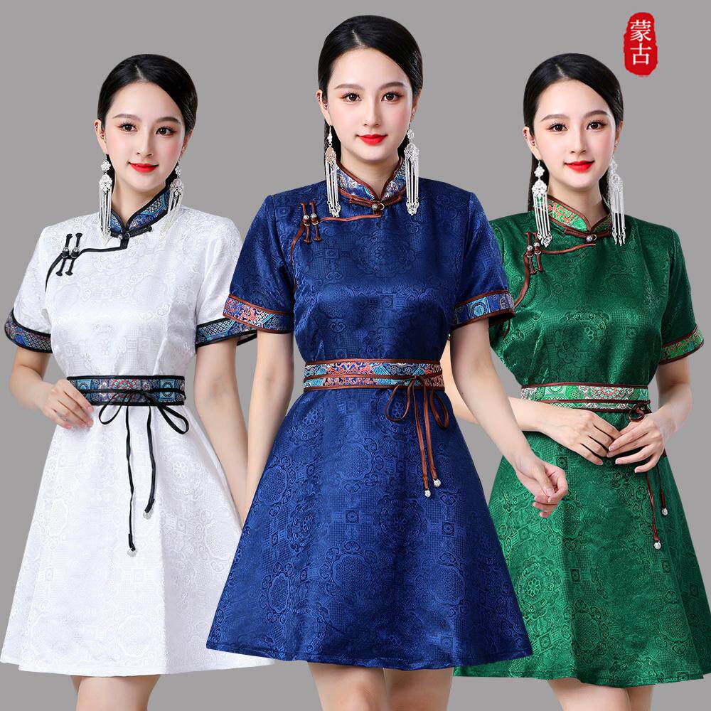 新款女士蒙古袍演出服饰日常舞台表演服人气蒙古元素日常短款裙子