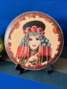 內蒙古特色工藝品圓形擺臺皮畫桌面擺件蒙古包民族元 飾禮品畫 素裝