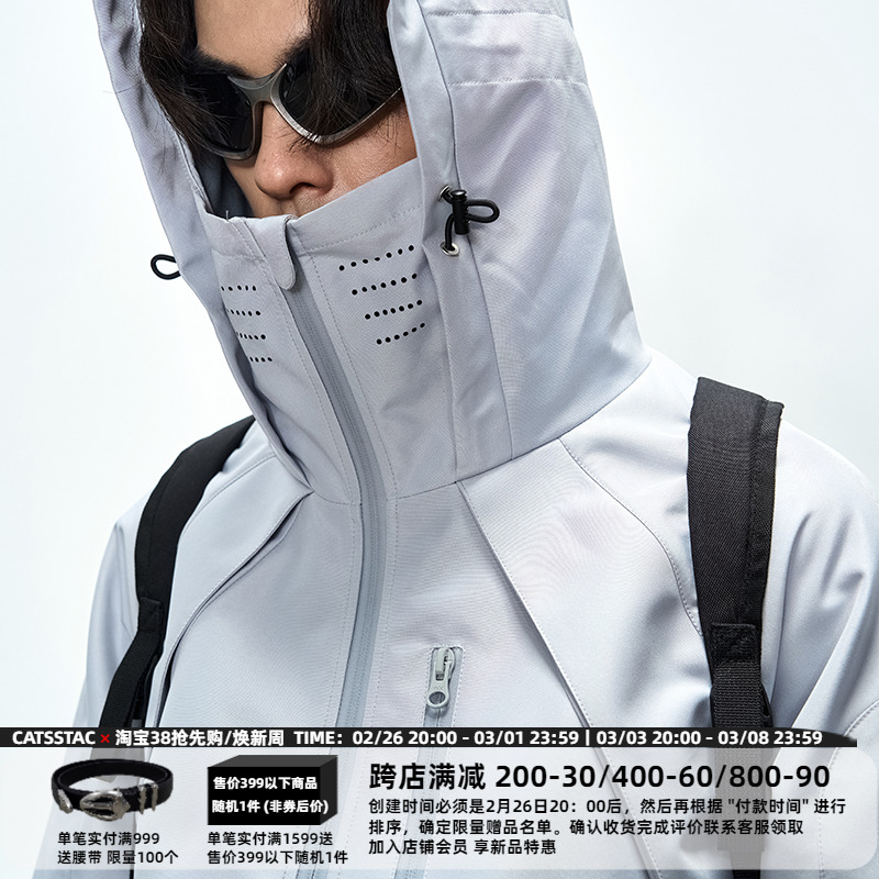 CATSSTAC 使徒剪裁活片冲锋衣男防风防水秋冬机能户外工装外套