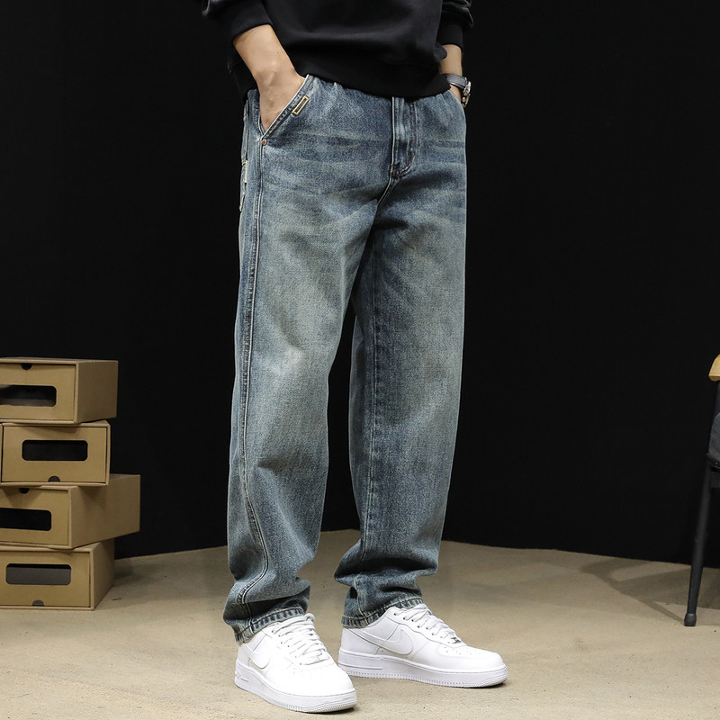 潮牌牛仔裤男夏季薄款直筒大码男士锥形男裤2026新款男款秋季裤子