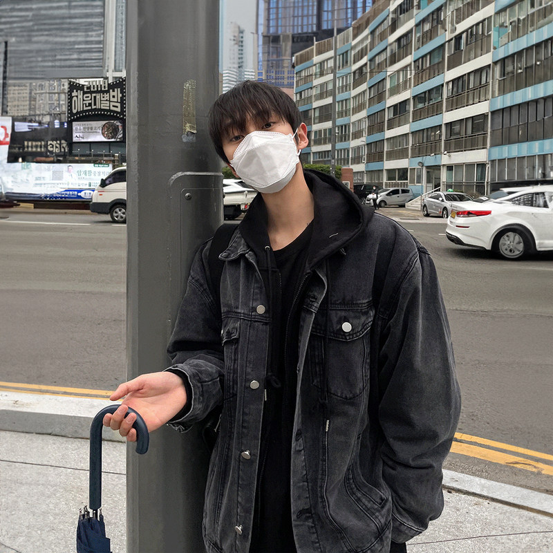 黑色牛仔外套男春秋男生高级感痞帅牛仔衣潮秋季2024新款夹克男款