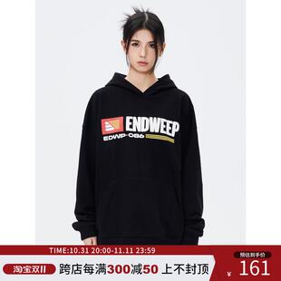 Endweep国潮美式发泡印花连帽卫衣男女宽松重磅休闲情侣潮牌上衣
