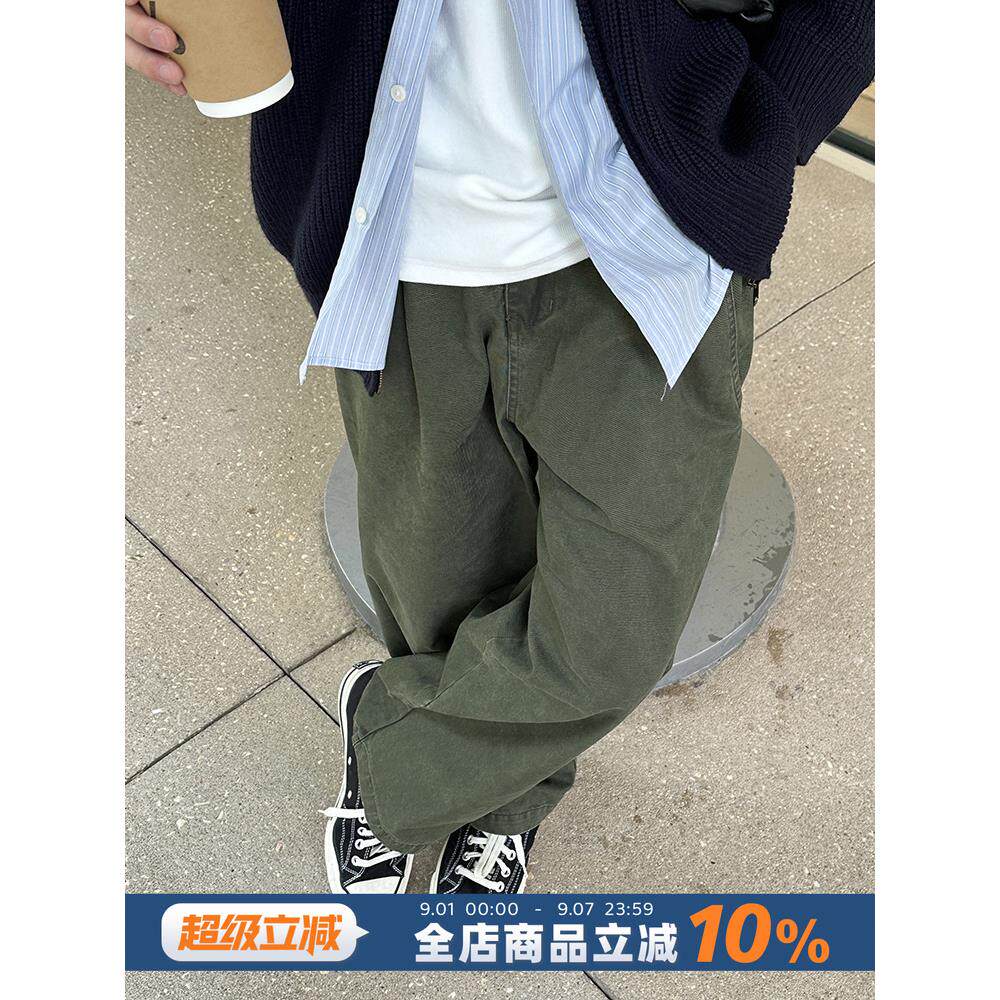 纯色宽松直筒休闲长裤2025新款春秋季日系男生垂感慵懒风