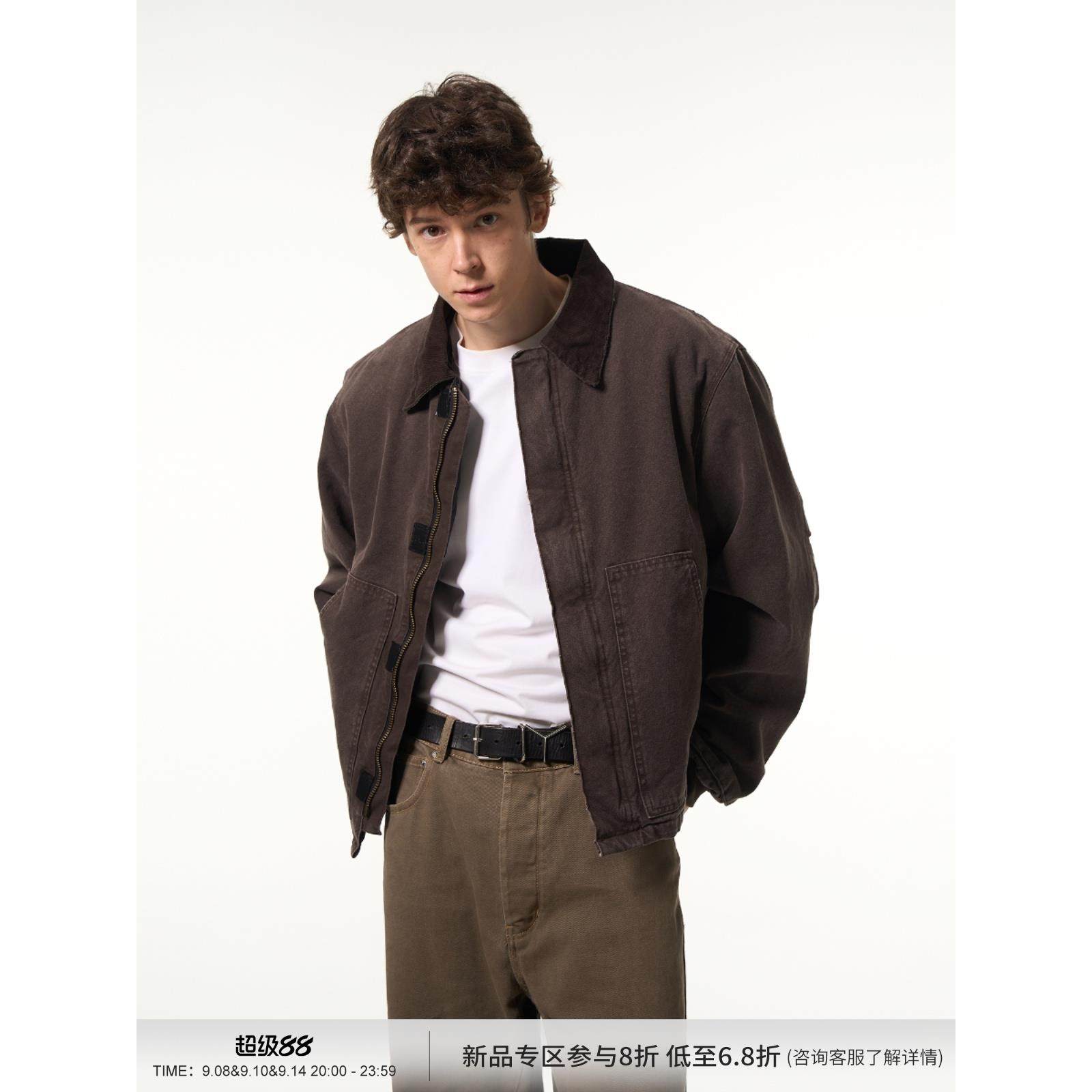 MADWITCH美式复古夹棉做旧水洗外套男vintage底特律工装夹克棉服