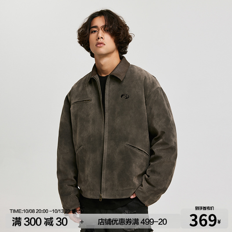 ATIDOTE粗毛感皮夹棉加厚底特律夹克麂皮外套棉服工装复古美式男