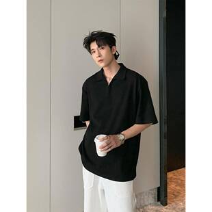 Hualun夏季衣服短袖男生polo衫痞帅cleanfit上衣潮流新款宽松t恤