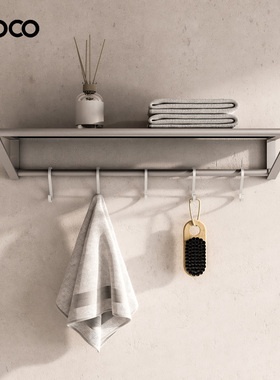 uoco由可太空铝浴室置物架壁挂太空铝毛巾架卫生间角架浴巾架