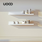 uoco由可厨房置物架一字隔板收纳架壁挂客厅阳台奶油白色铝壁挂件