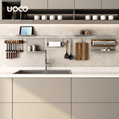 UOCO由可厨房置物架黑色太空铝厨房壁挂碗碟收纳架刀架筷子架