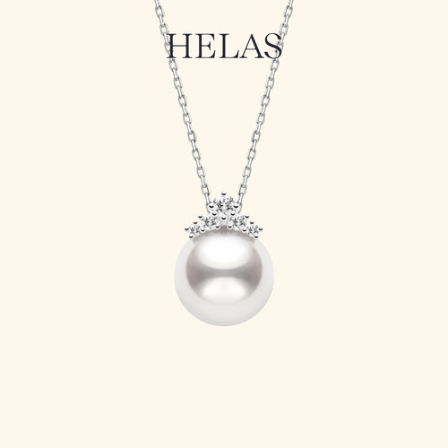 HELAS赫拉澳白珍珠钻石吊坠项链