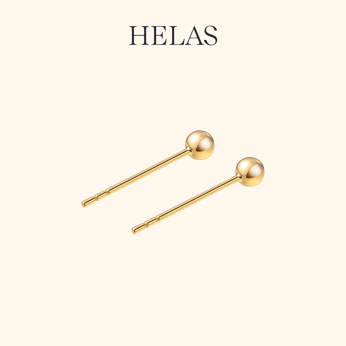 HELAS赫拉极简系列18K金圆球耳钉耳环au750耳饰养耳洞基础款珠宝