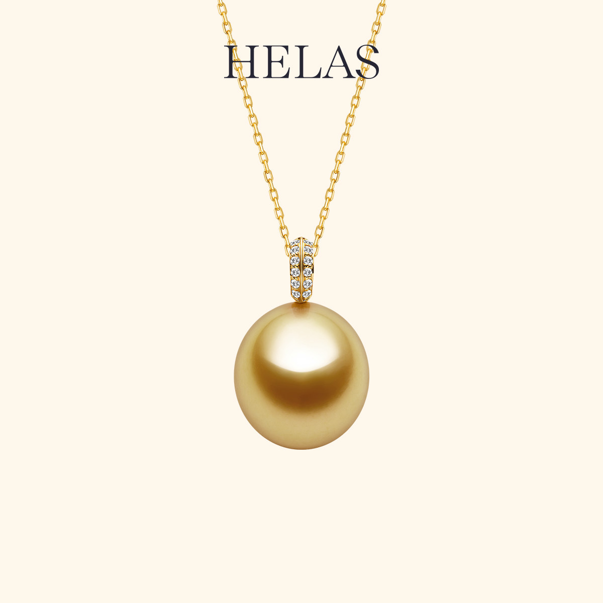 HELAS赫拉南洋金珠18K金吊坠项链图片