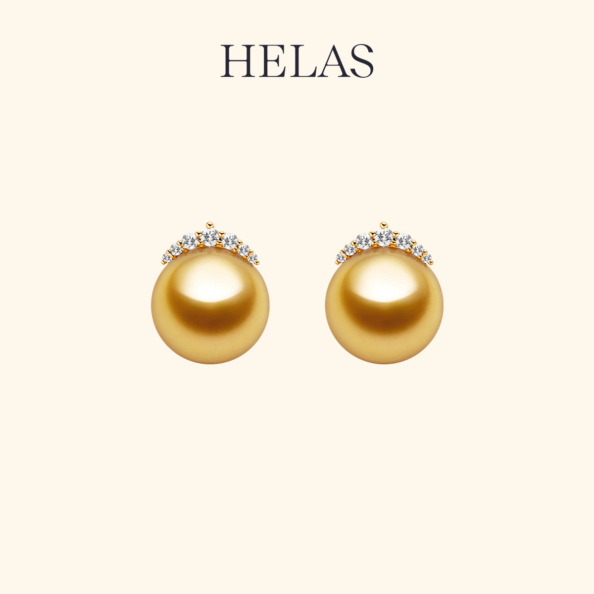 HELAS赫拉南洋金珠18K金耳钉耳环