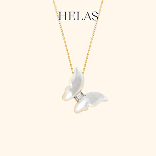 HELAS赫拉白贝母14K金培育钻项链