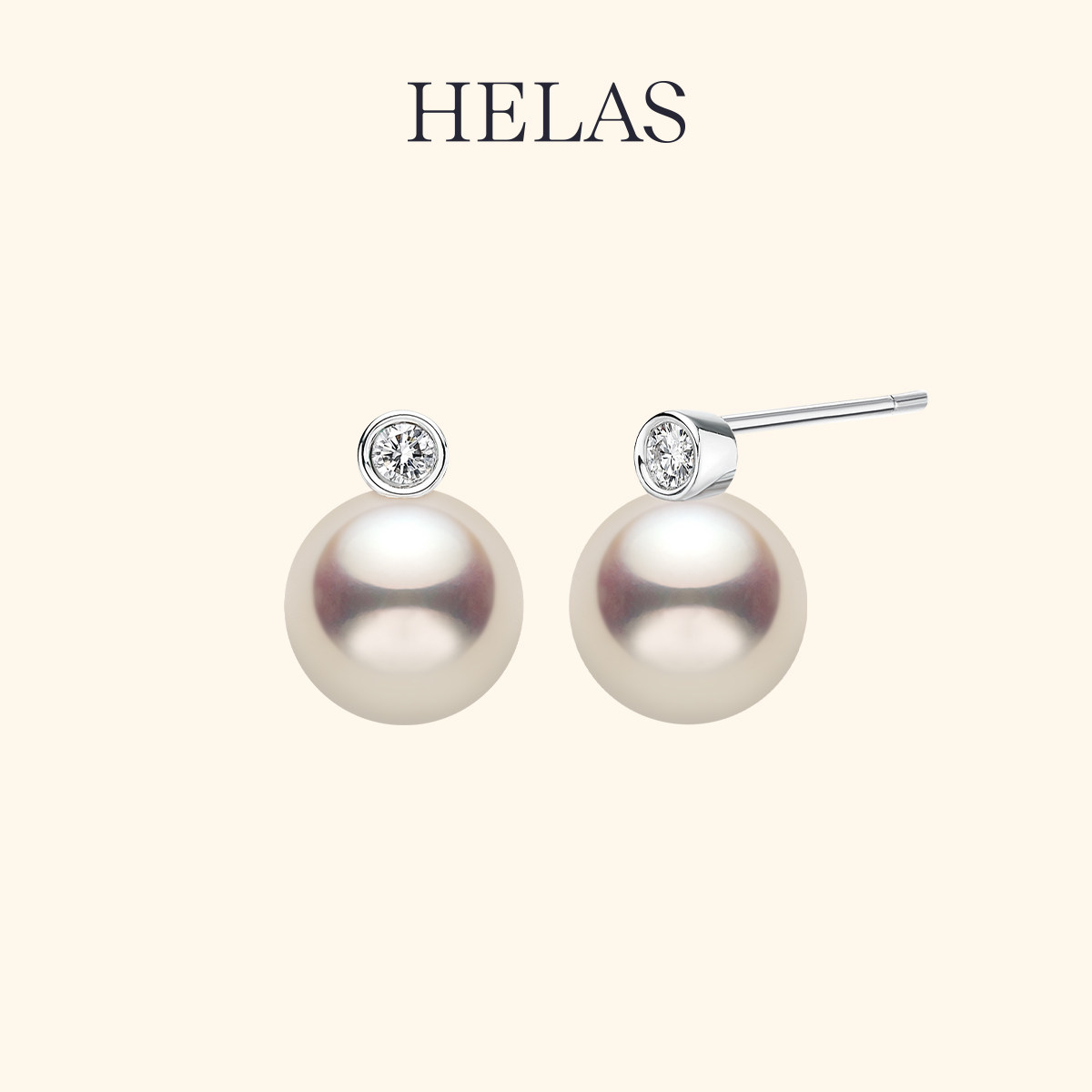 HELAS赫拉戴妃珍珠耳钉18K耳饰女图片