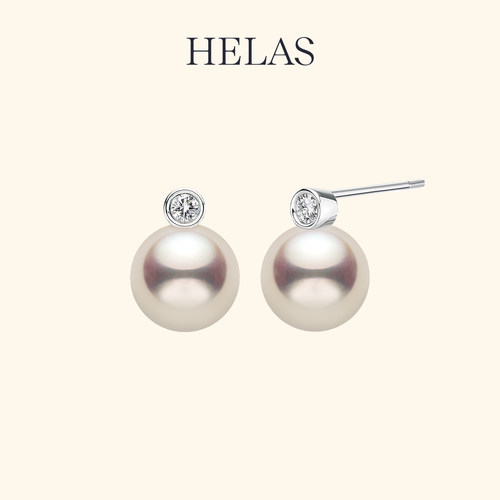 HELAS赫拉戴妃珍珠耳钉18K耳饰女