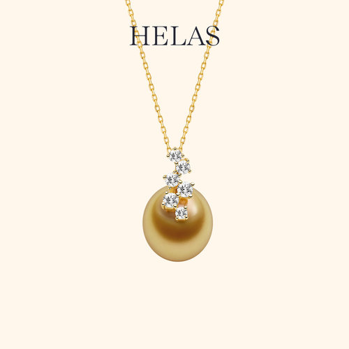 HELAS赫拉南洋金珠14K金钻石吊坠