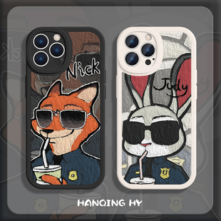 xsmax卡通xr兔子8plus小羊皮 iPhone14朱迪12promax尼克mini 疯狂动物城适用苹果17 13Pro手机壳16潮15情侣款