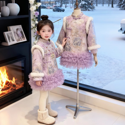 加厚宝宝新年旗袍唐装冬装古风