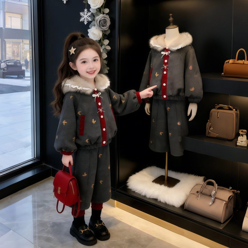 女童保暖套装2025冬季女孩韩版时髦洋气儿童呢子年服外套长裤套装,童装/婴儿装/亲子装,套装,淘宝优惠券,粉丝福利购,淘宝优惠卷