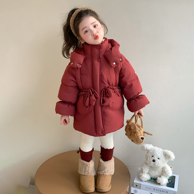 女童朱砂红五角星棉衣2025秋冬新款加厚保暖外套女宝冬季保暖棉服