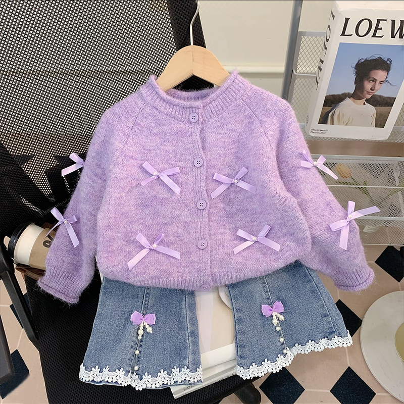 女童套装秋季新款紫色氛围感