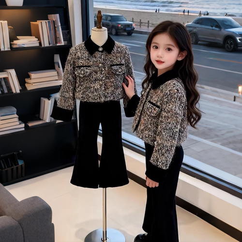 小香风毛呢外套小女孩洋气时尚