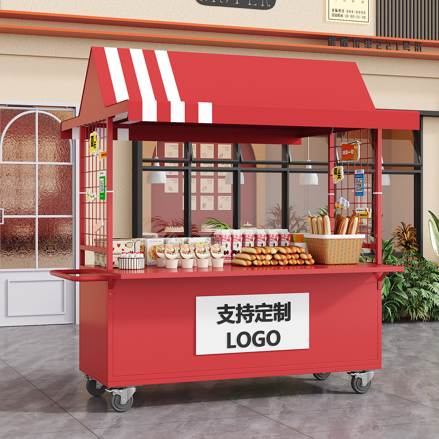 户外集市摆摊小推车促销台流动网红摊位展示架铁艺夜市移动餐车子图片