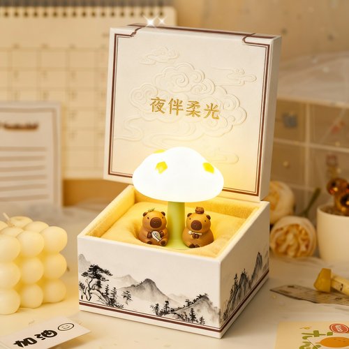 小熊蘑菇阳光罐夜灯礼盒