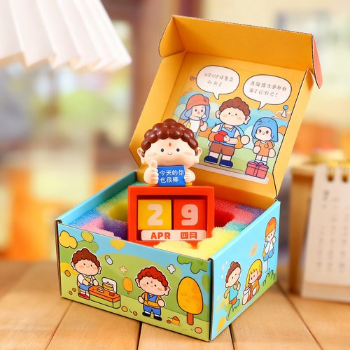 卡通木质桌面日历摆件收纳装饰