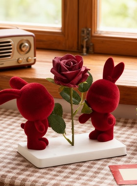 手工可爱兔子毛绒桌面摆件礼物