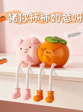 可爱小猪柿子硅胶桌面摆件