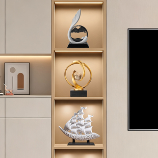 意式极简客厅电视柜酒柜装饰摆件轻奢高档玻璃展示柜家居软装艺术