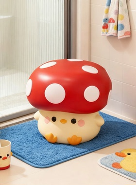 小黄鸭卡通蘑菇造型儿童房摆件