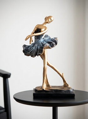 创意金色芭蕾舞者雕塑摆件