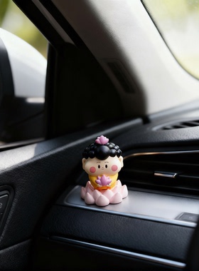 可爱小佛莲花手工钩织车载摆件