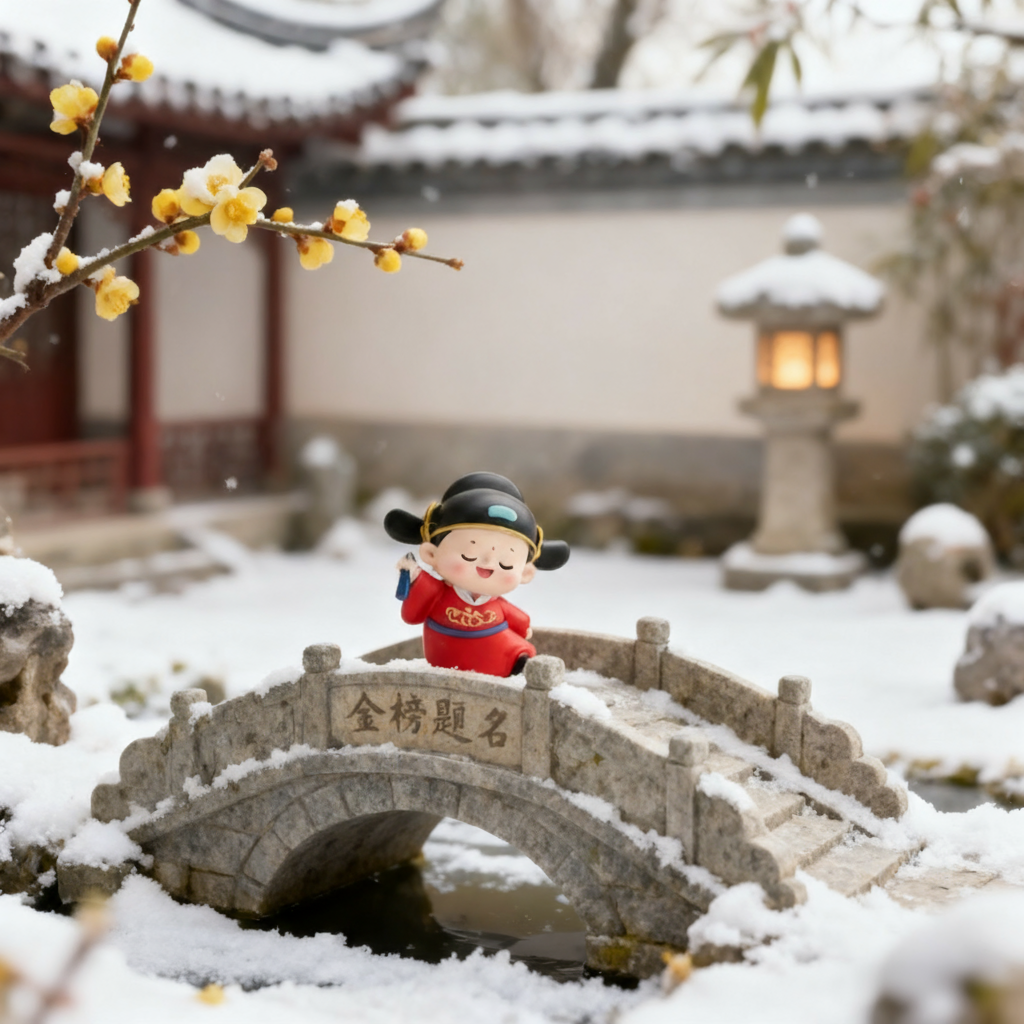 中式古风卡通人物手工3D摆件