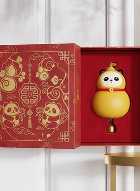 新年红色卡通熊猫福禄挂件摆件