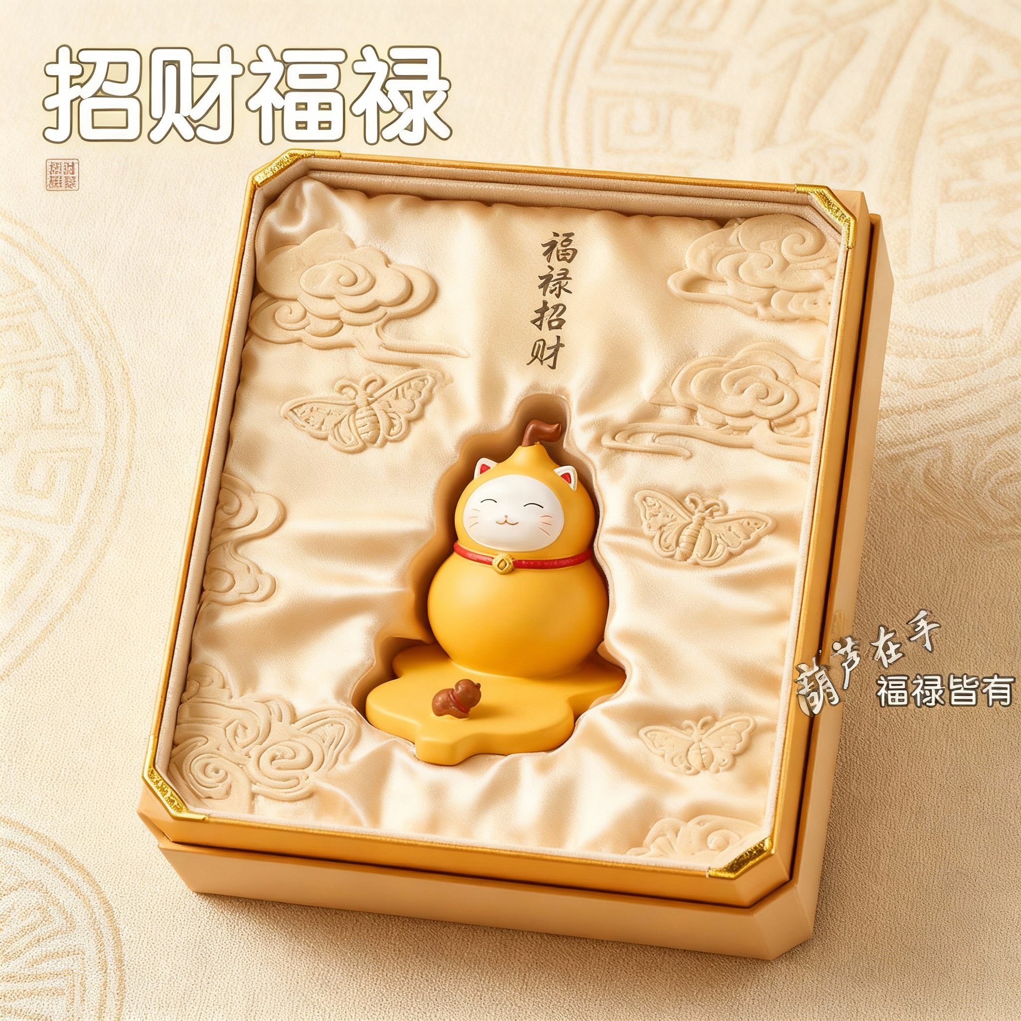 招财福禄招财猫陶瓷摆件礼盒装