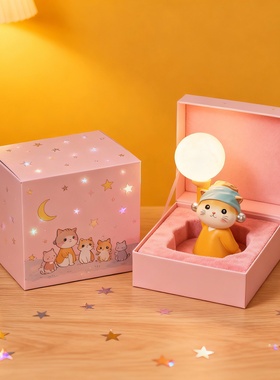 可爱少女心小猫台灯摆件