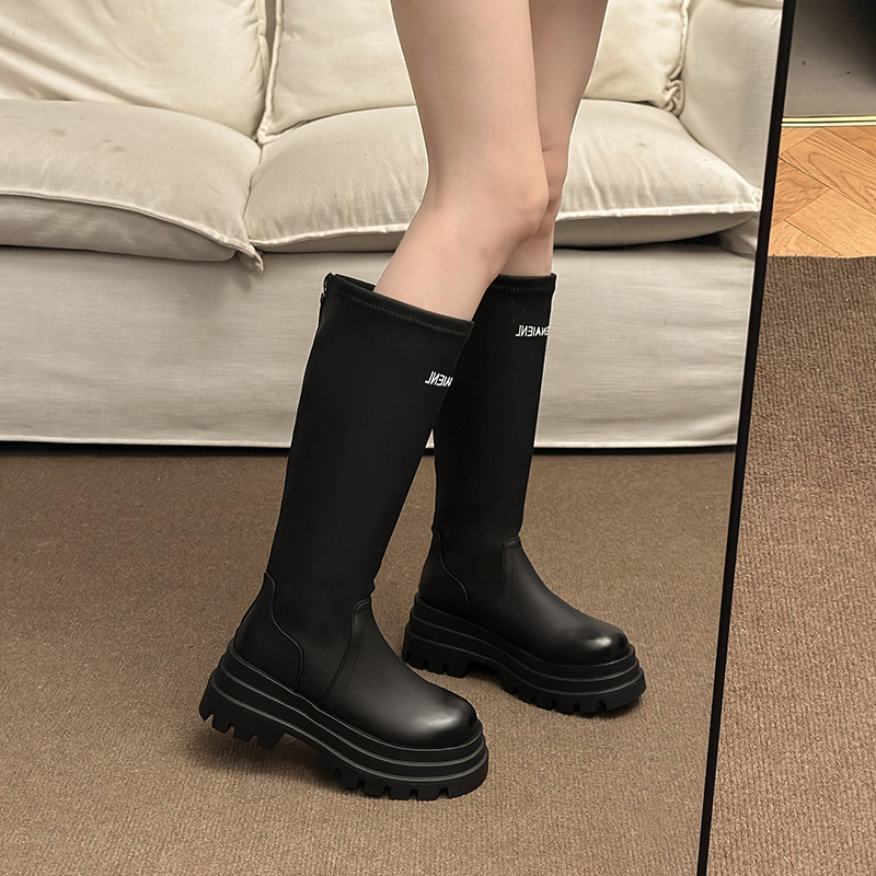 秋季新款2025年女时尚百搭复古帅气显瘦粗跟不过膝骑士靴潮长筒靴