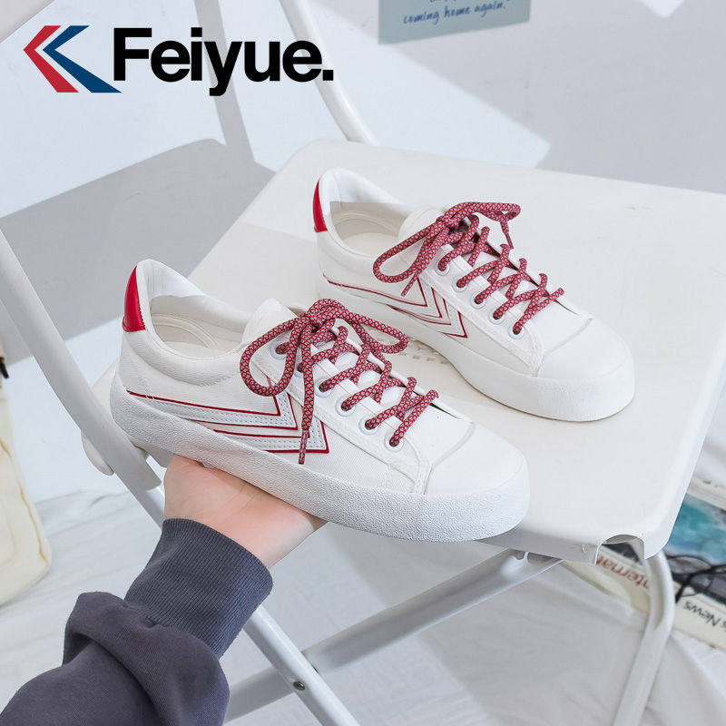 飞跃情侣帆布鞋女鞋2026年新款春秋休闲板鞋球鞋百搭小白鞋子