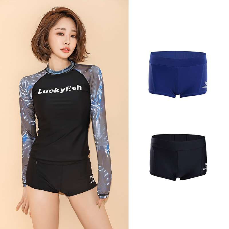 Luckyfish潜水服女四角裤保守防晒泳裤速干紧身冲浪浮潜平角短裤